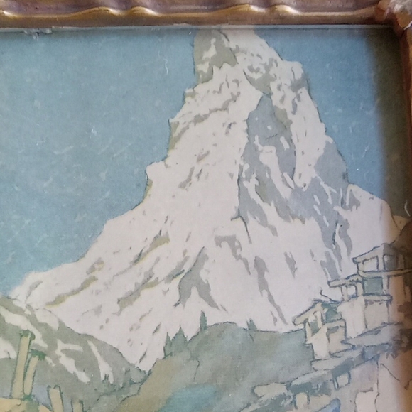 Vintage Swiss Framed Mountain Village Art - Picture 9 of 9